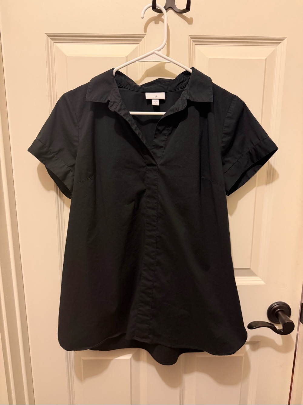 J. Jill Black Short Sleeve Collared Top